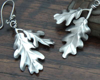 Silver oak leaf Earrings