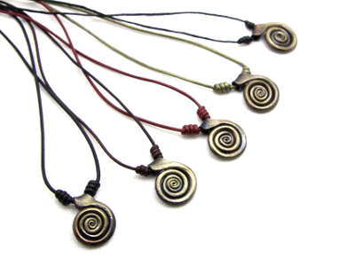 Hand forged iron spiral pendants